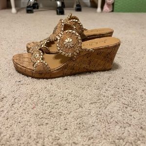 Jack Rogers Women’s Lauren Mid Wedge in Natural Cork/Gold - Size 6M